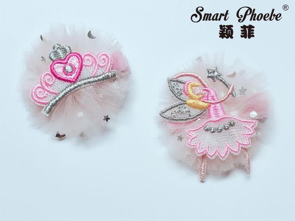 

hair accessories boutique 10pcs fashion cute embroidery fairy hairpins tiaras glitter mesh floral clips princess headwear, Slivery;white