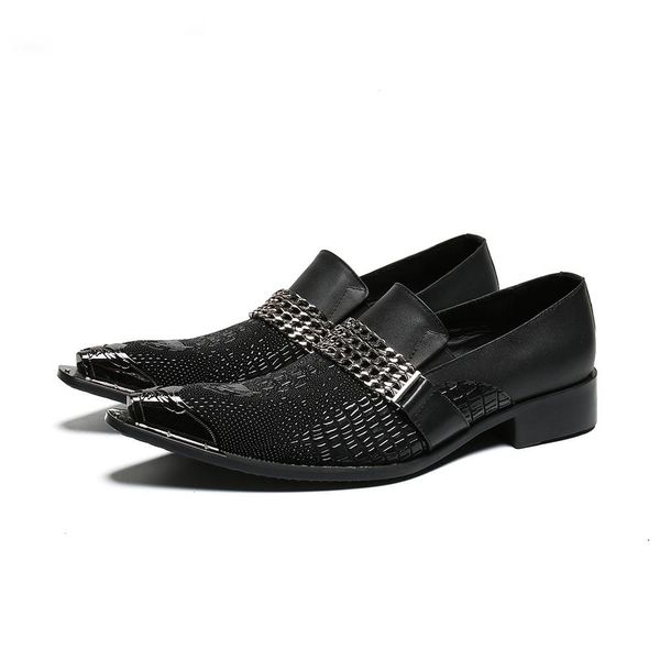 Scarpe da uomo Tipo italiano Punta a punta Scarpe eleganti in pelle nera formale Zapatos Hombre Slip-on Business Party Shoes Uomo!