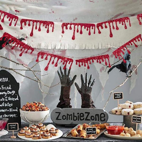 

party decoration halloween paper red blood drop garlands diy horror spooky haunted house hanging garland banner decorations