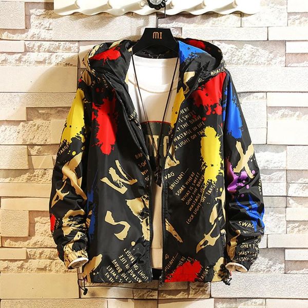 

tide chaqueta hombre men printed hoodies autumn winter casual fashion mutilcolor outwear coats men's jackets, Black;brown