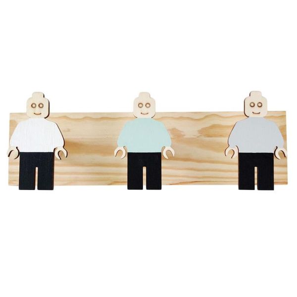 

hooks & rails 1pc creative wooden clothing hook practical wall robot design