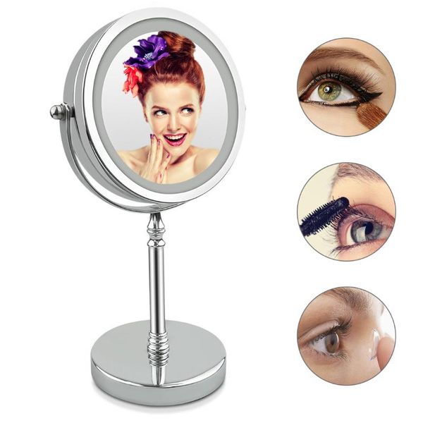 

compact mirrors 10x magnifying led makeup mirror 2-face with light deskvanity backlit beauty tools