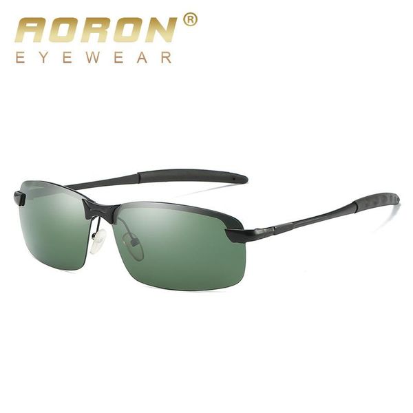 

sunglasses aoron men classic polarized male metal half frame glasses uv400 anti-glare driving fishing for man, White;black
