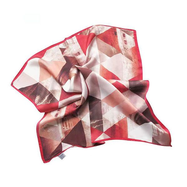 

scarves 2021 53x53cm women multifunction pure stain silk scarf elegant stripes printed casual satin small square wraps shawl, Blue;gray