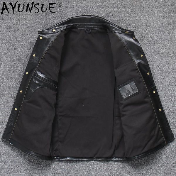

men's leather & faux akoosun genuine horse jacket men clothing motorcycle jackets 2021 autumn coat male jaqueta lxr701, Black
