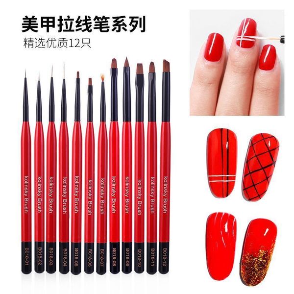 

manicure fluoresent marker set 12 mixed bracing wire blending pen flat head potherapy broad brush comprising a row of penshap1, Yellow