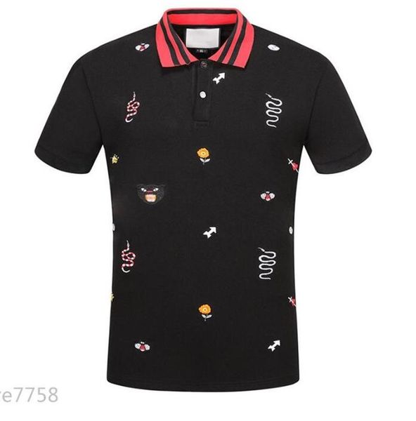 

2021 designer polo shirts men luxury polos casual mens t shirt snake bee letter print embroidery fashion high street man tee#013, White;black