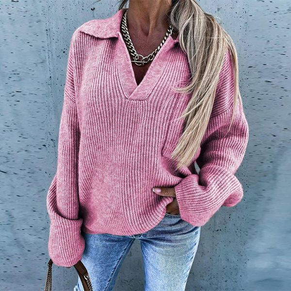 

women's sweaters winter fashion ribbed knitted sweater women vintage v neck warm pullover autumn solid loose streetwear knitting jumper, White;black