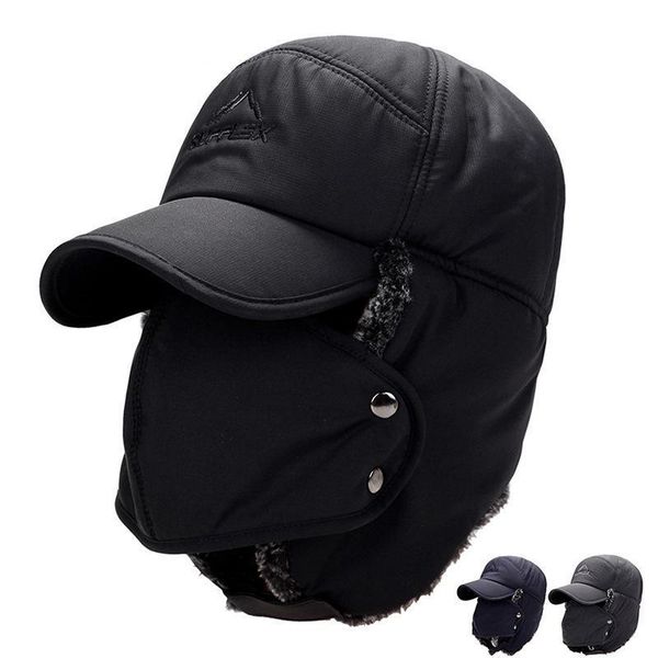 

winter men and women warm fishing hat outdoor thickening mountaineering cold cap earmuffs keep hats, Black;white