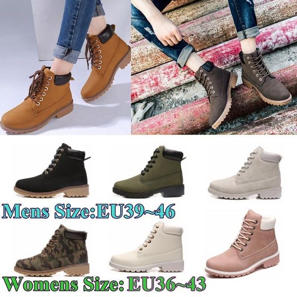 

boots 9 corlors size 36-46 fashion motorcycle camouflage black ankle boot lace up couple shoes soft comfortable