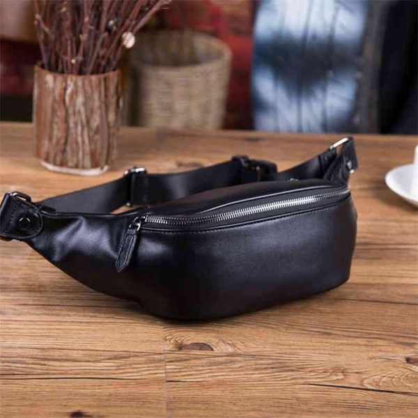 

fashion soft pu leather men belt bag high-quality waterproof waist s man's crossbody chest boy's shoulder s 210911