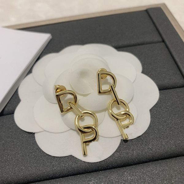 

70% off capital letter earrings for women 925 silver needle, Golden;silver