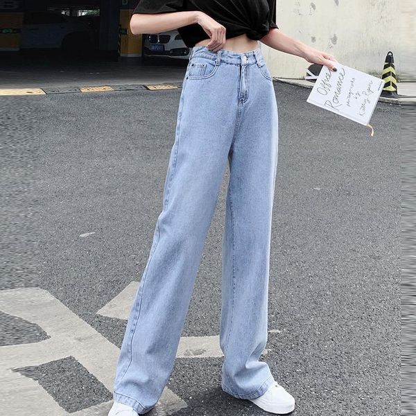 

women's pockets high waist jeans streetwear straight jean femme blue cotton cargo pants for autumn winter trousers & capris, Black;white