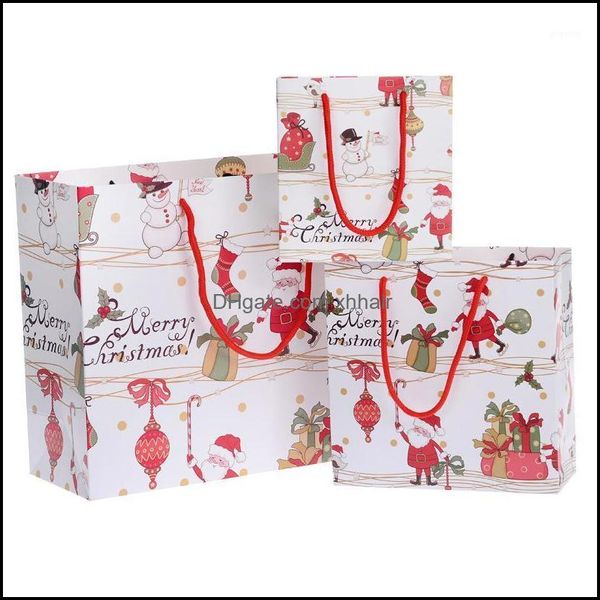 Avvolgere Evento Forniture festive Giardino domestico 1Pc Sacchetti regalo per imballaggio piccolo / medio / grande Cartone animato Festa di Natale Sacchetto di carta Caramelle Confezione di biscotti