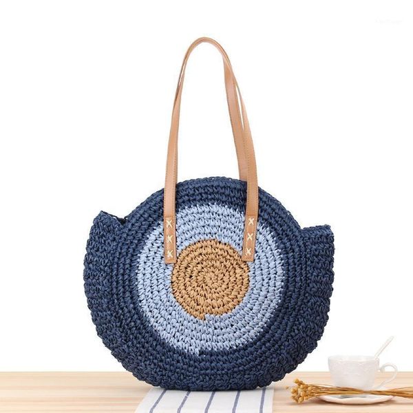 

evening bags summer round straw for women rattan shoulder handmade woven beach female message handbag totes good quality