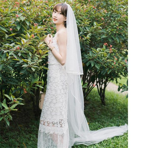 

bridal veils 2021 ishsy weeding with comb ribbon edge cathedral 3m 2 layers white ivory bride veil voiles mariage velos de novia, Black