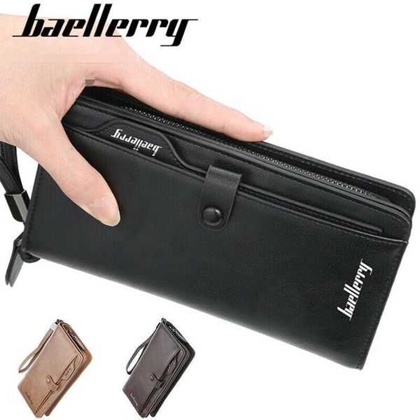 

wallets with coin pocket long zipper purse clutch business multi-functional handbag male vintage large wallet, Red;black