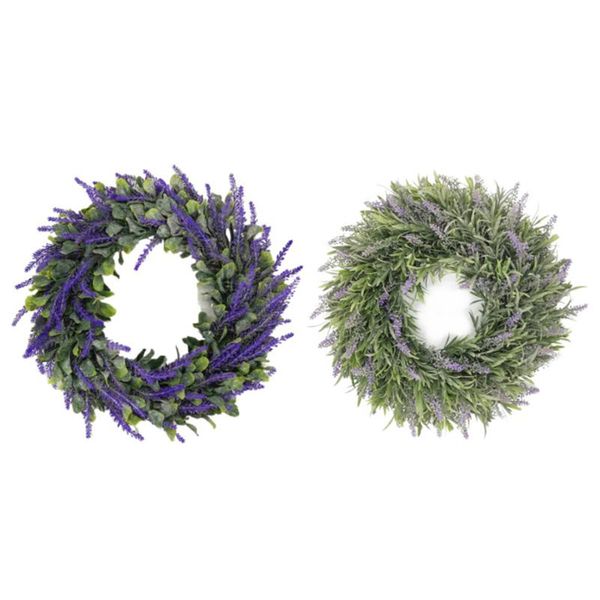 

artificial lavender wreath front door decoration hand-woven rattan garland home hanging ornament for wedding decorative flowers & wreaths