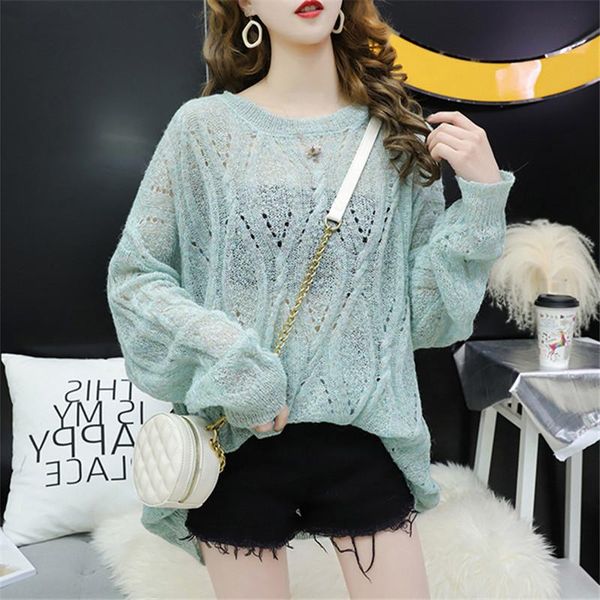 

women's sweaters autumn thin hollow out sweater women loose short student pullover korean fashion 3 color o-neck long sleeve knitted f, White;black