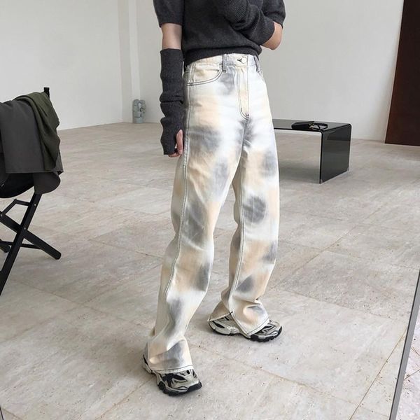 

women's jeans autumn korean high waist straight wide leg denim loose slimming pants women alternative designer 2021, Blue