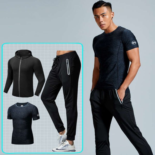 

made tracksuits custom men's youth running fitness three piece suit, Gray