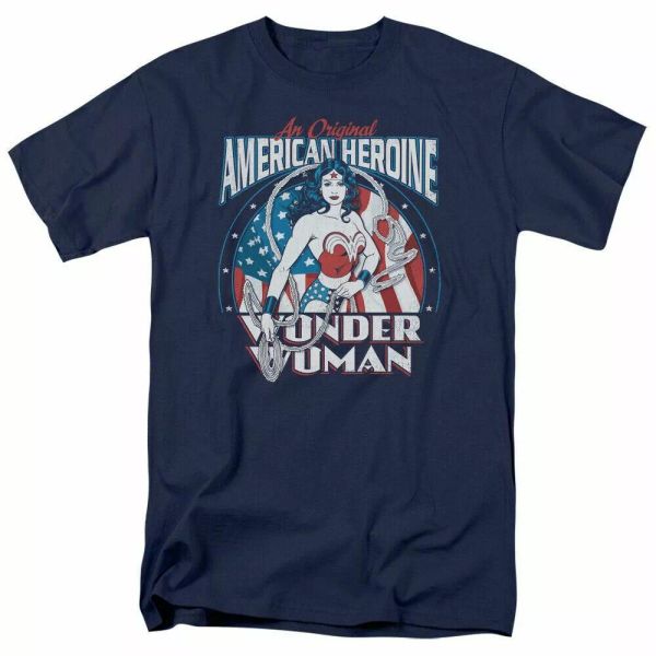 

wonder woman american heroine t shirt mens licensed classic dc comics tee navy, White;black