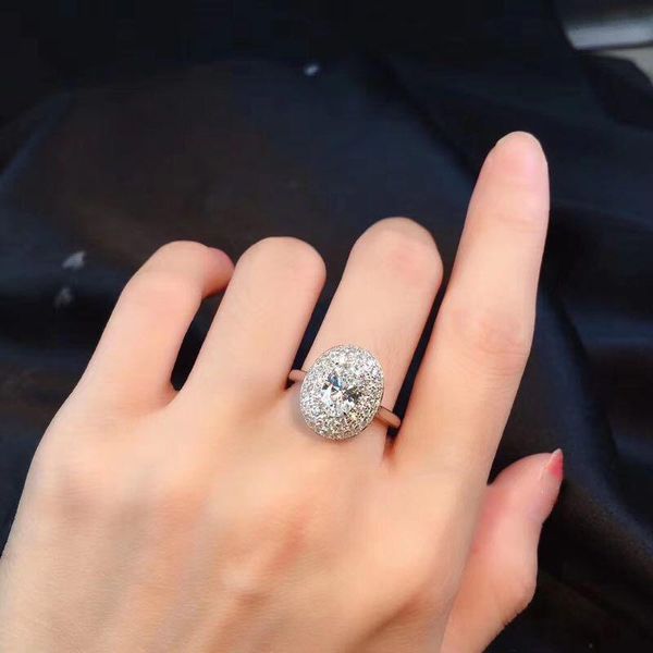 

100% real 18k white gold jewelry natural 2 s moissanite bizuteria ring for women men anillos de pave setting pure gemstones cluster rings, Golden;silver