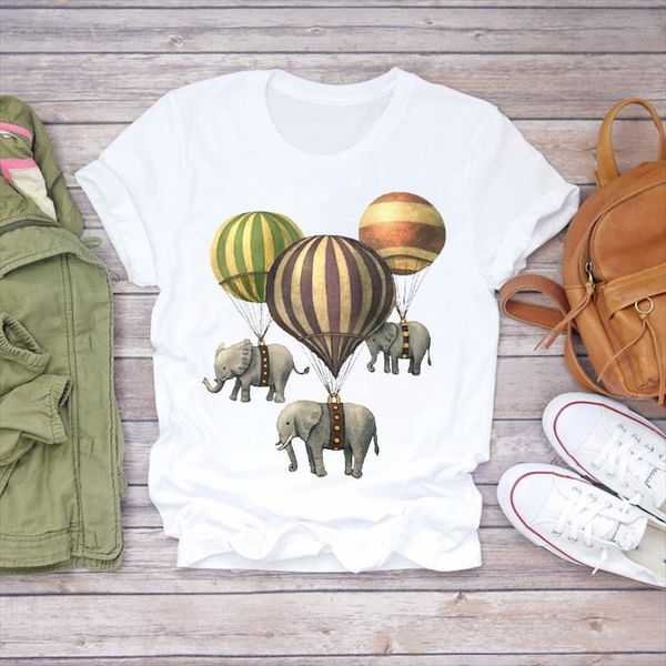 

men elephant cute cartoon animal fashion print clothes lady mens shirt ladies graphic female tee, White;black