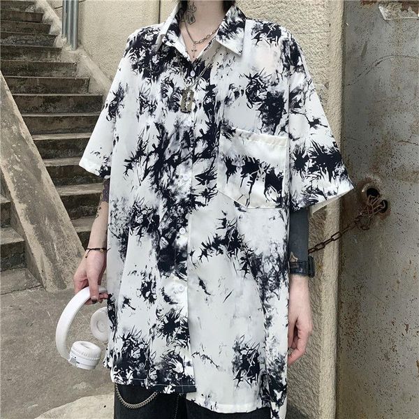 

women's t-shirt summer shirt dark tie-dye loose couple all-match short-sleeved tide clothes punk y2k vintage tshirt, White