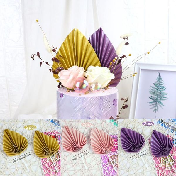 

other event & party supplies 2pcs papier fan gelukkige verjaardag cake er palm leaf birthday insert taart decoratie cakes dessert decor