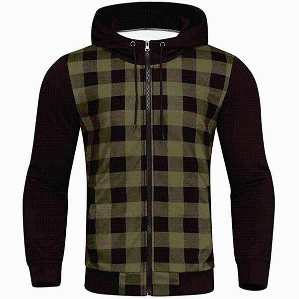 

men's jackets 2021 casual slim plaid bomber jacket men autumn winter long sleeve zipper hooded cardigan windbreakers coat, Black;brown