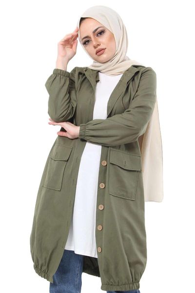 

women's jackets skirt fitted hijab cap tsd0080 khaki, Black;brown