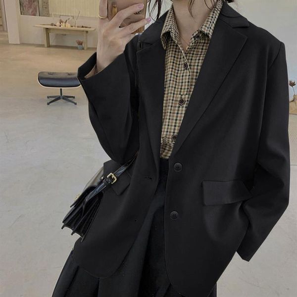 

women's suits & blazers suit for women spring 2021 loose casual khaki black office blazer jacket female oversize, White;black