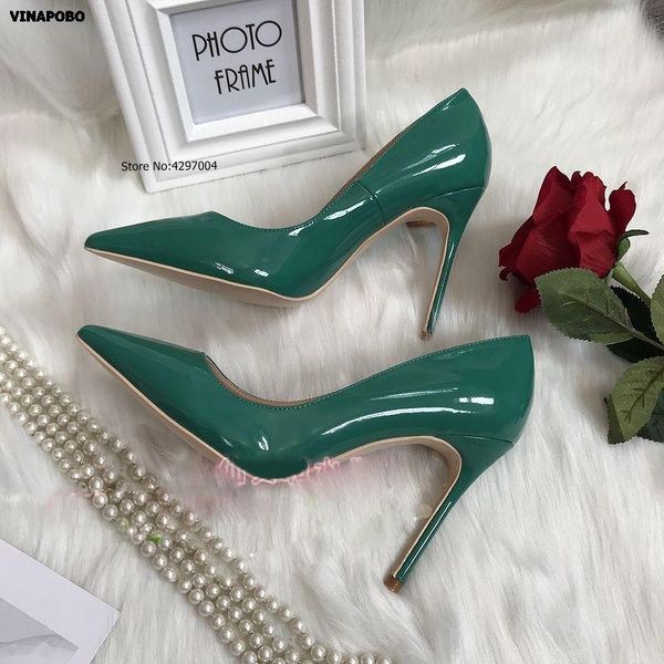 

dress shoes vinapobo patent pu leather woman thin high heels colorful green stiletto office lady pumps women patry wedding, Black