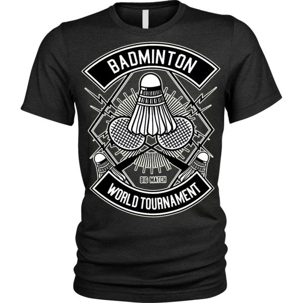 

badminton tshirt game world tournament t-shirt mens, White;black