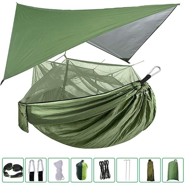

camp furniture portable camping hammock with mosquito net, rain and tree straps for indoor, outdoor, backpacking, travel, beach, hiking