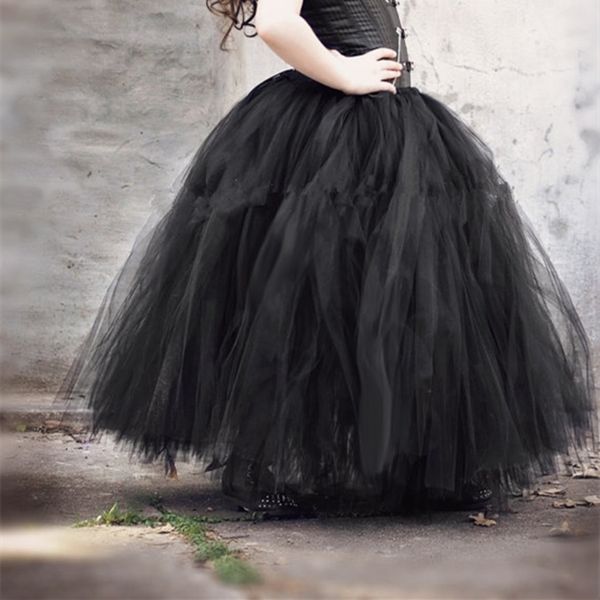 Princess Ball Gown Skirt for Girls - Black Tutu Fluffy Tulle long tutu skirt for Christmas, Birthdays, and New Year's Parties (210331)