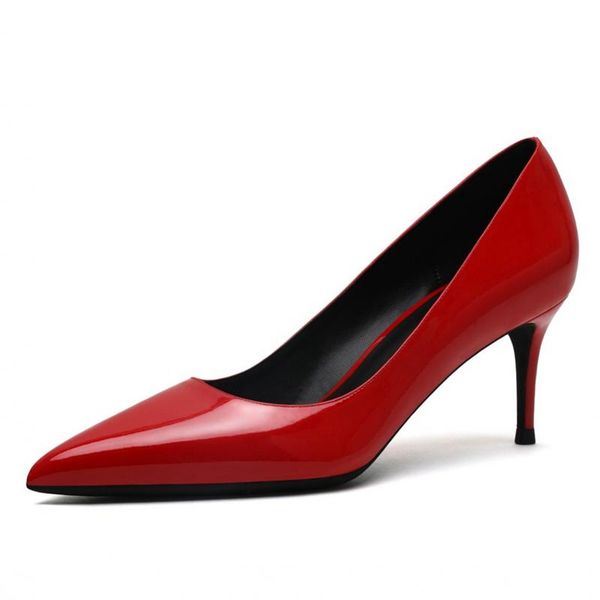 

dress shoes 2021 thin heels women fashion 6cm/8cm high heel party wedding female pointed toe pumps red white sliver, Black