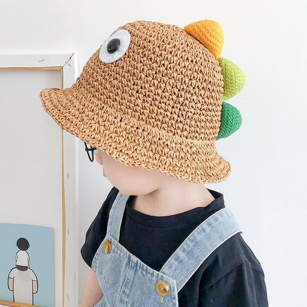 

wide brim hats 2-6 year panama hat for baby boys children bucket girl kids caps girl's dinosaur beach cap cute child summer beanie, Blue;gray