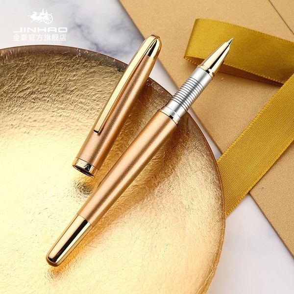 

fountain pens jinhao 606 pure silver and gold clip pen with 0.38mm extra fine nib luxury metal inking for writing