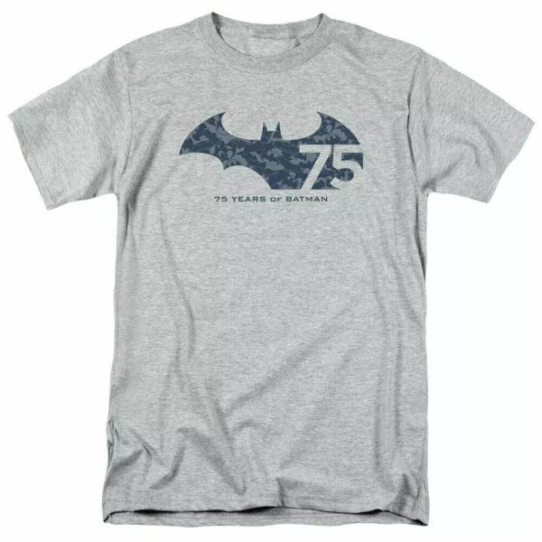 

dc batman 75 year collage t shirt mens licensed dc comics tee sport gray, White;black