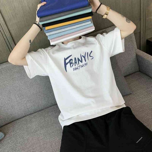 

quanyanxi 2021 summer new round neck short sleeve men's t-shirt, White;black