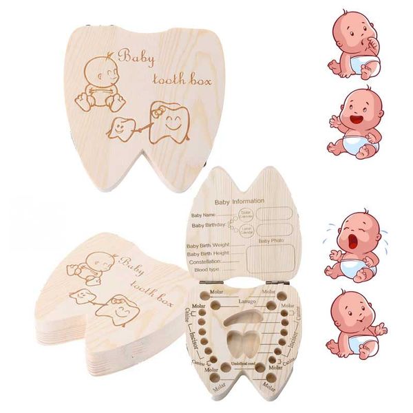 

Baby Tooth Box Poland/English/Dutch/Russian/French /Italian Wooden Milk Teeth Organizer Storage Boys Girls Baby Souvenirs Gift