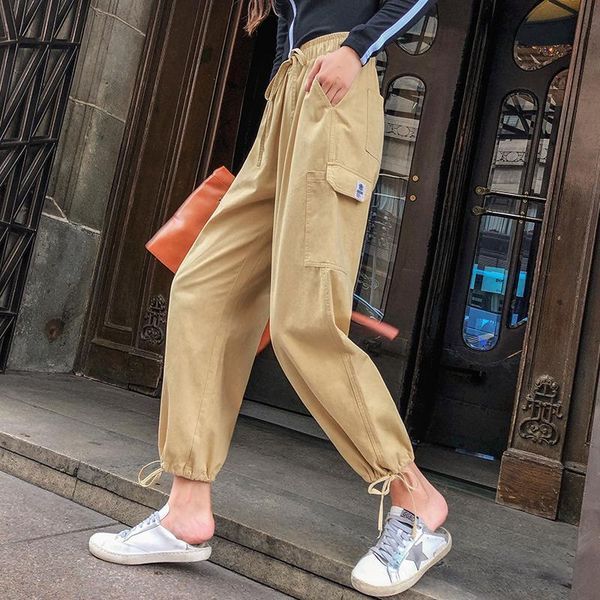 

women's pants & capris 2021 sports harem women casual youth solid color pencil street hip hop style fashion trend lady cropped, Black;white