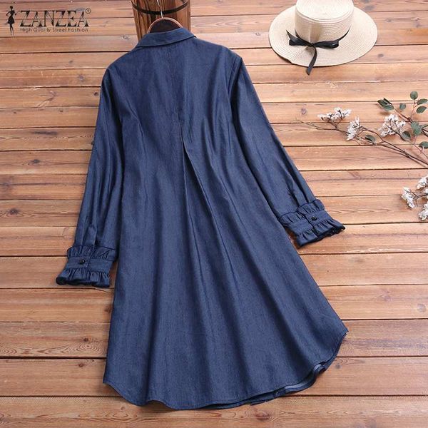 

elegant women's irregular blouse zanzea ruffle casual button down shirts female solid work blusas oversized tunic 5xl 7, White