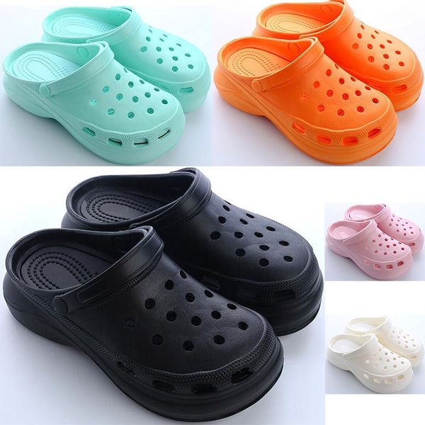 

2021 womens summer thick-soled hole shoes ladies height increase shoe black white orange pink girls women beach classic sandals slippers twe