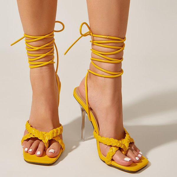 

dress shoes 2021 sandals high heels woman pumps fashion female weave ankle strap thin slides ladies party, Black