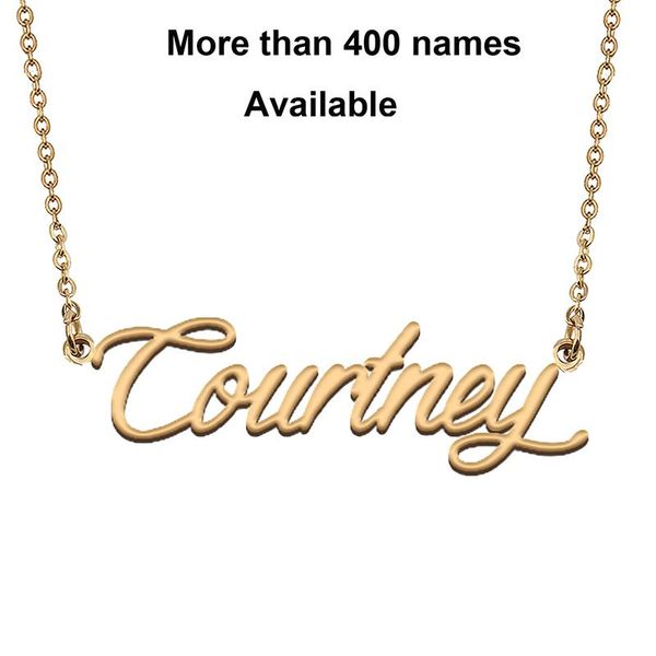 

chains cursive initial letters name necklace for courtney birthday party christmas year graduation wedding valentine day gift, Silver