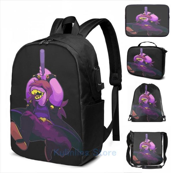 

backpack funny graphic print deltarune susie usb charge men school bags women bag travel laptop