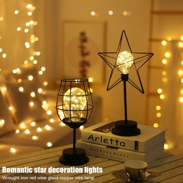 

night lights retro iron table lamp wine bottle copper wire creative light atmosphere el home decorative lamps lighting